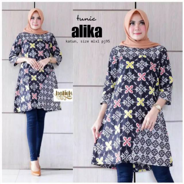 Tunik Alika Batik Modern Murah Kasual Muslimah Cantik Seragam Kerja