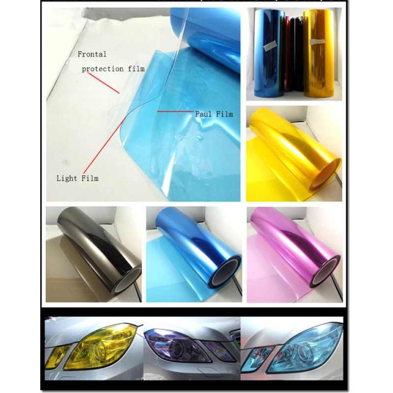 Hot Sale/12Warna Lampu Depan Mobil Mewah Fog Light Taillight Kuning Vinyl Film Wrap Sticker