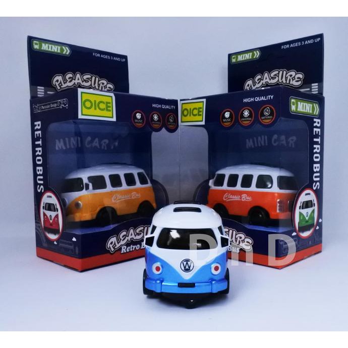 Ready  Mainan Anak - Pleasure Retro Bus Mini Car Mobil Vw Combi Musik Lampu