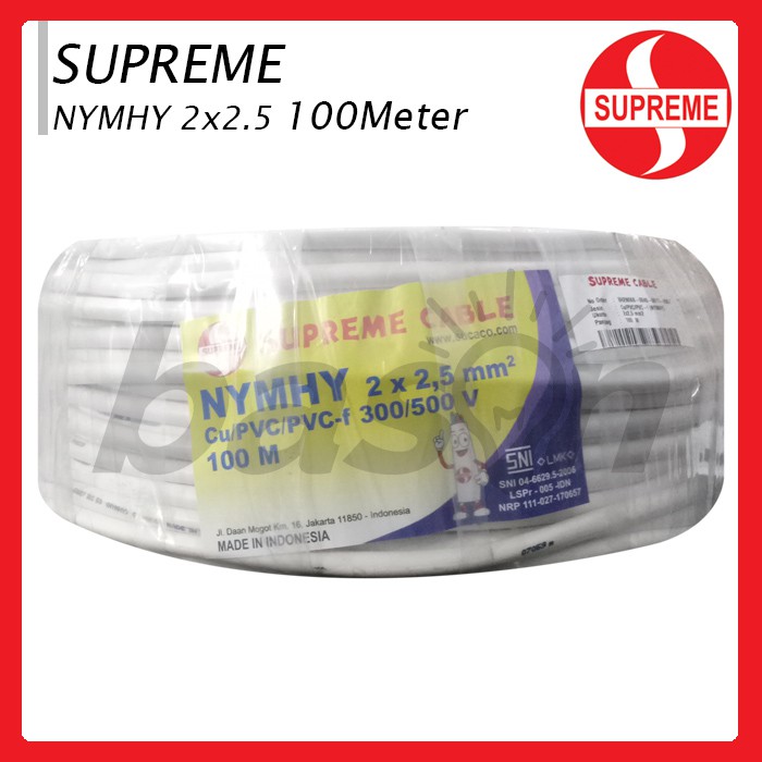 Supreme NYMHY 2x2.5mm @ 100 Meter - Kabel Listrik Serabut