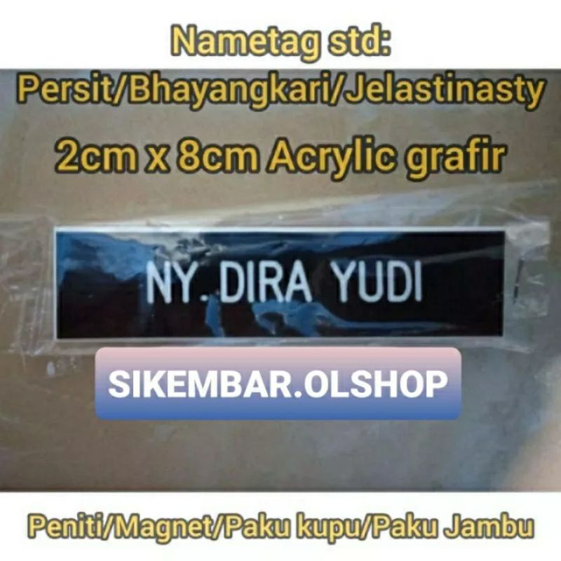 

Papan Nama Dada PDH/Name Tag Bhayangkari/Persit/Jalasenastri Acrylic Grafir. Kualitas Terbaik !