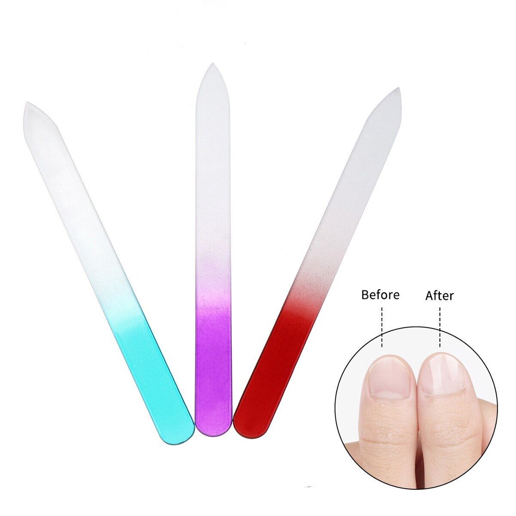 1pc Kikir Kuku Portable Bahan Kaca Kristal Warna-Warni Untuk Manicure