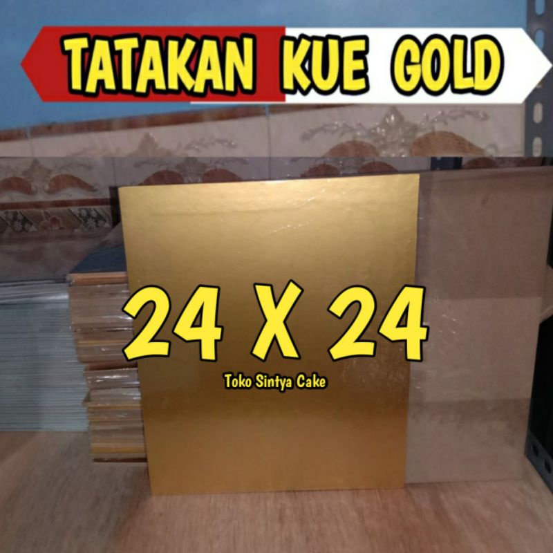 Tatakan Kue Gold 24 cm / Alas Kue Ulang Tahun Gold Premium