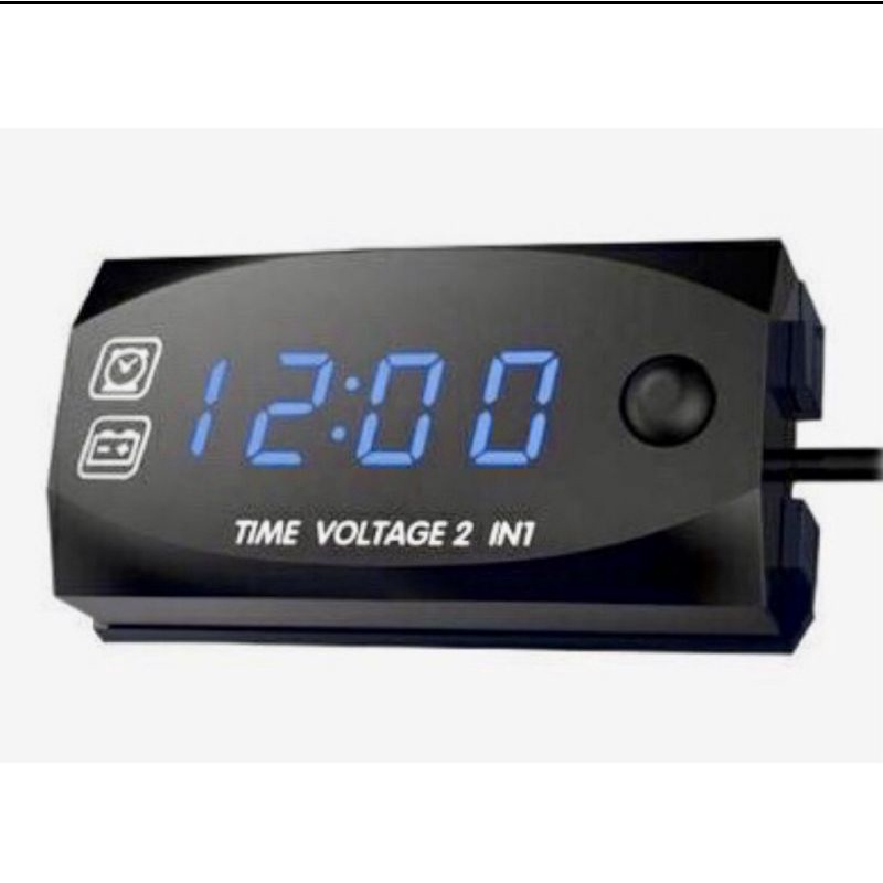 Voltmeter 2in 1 volt meter aki motor jam digital waterproof universal