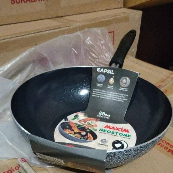 MAXIM NEOSTONE STIR FRY 28 CM CERAMIC MARBLE STIRFRY DEEP WOK CAPSIL 28CM