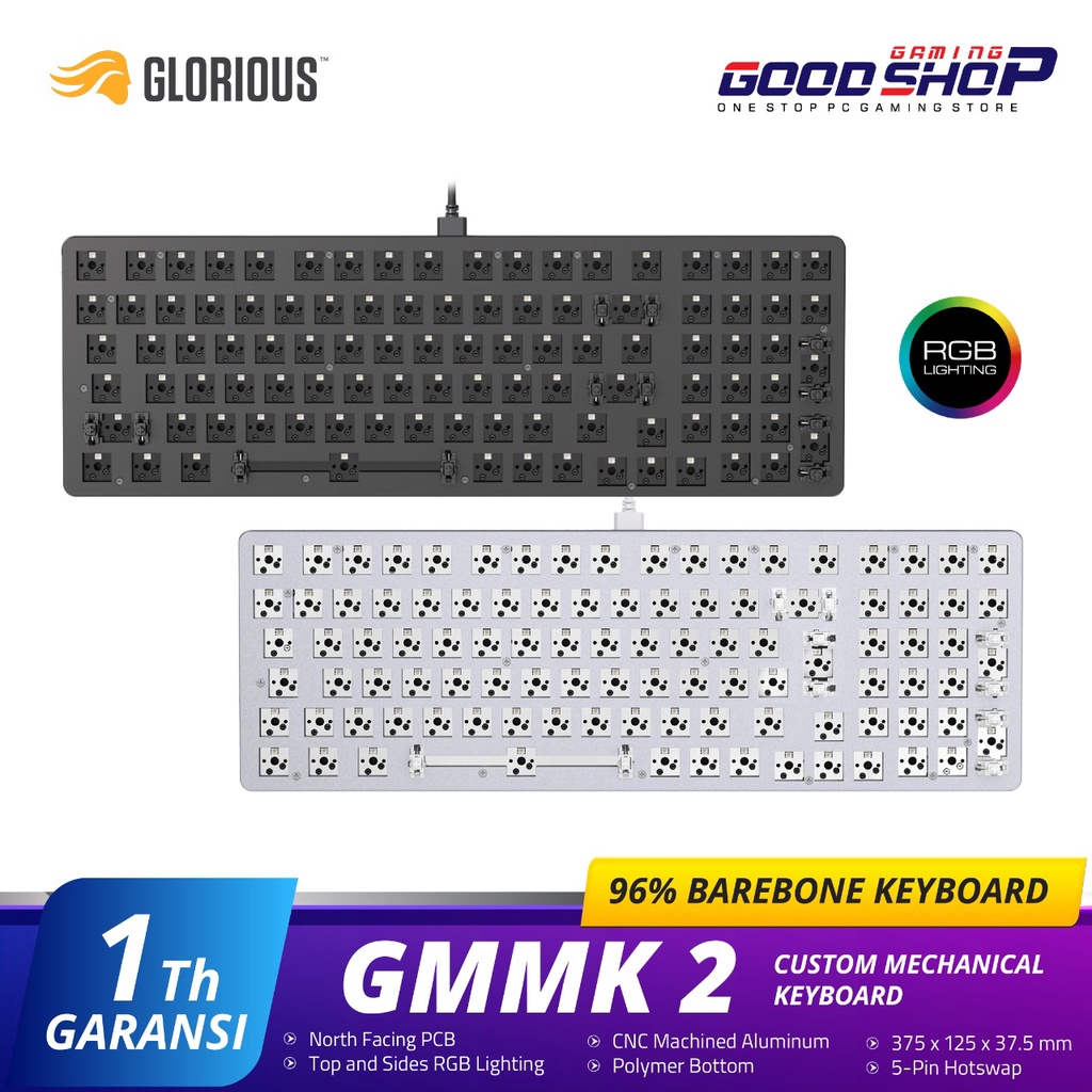 Glorious GMMK 2 96% RGB Custom Mechanical Keyboard - Barbone