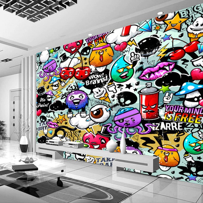 Terbaru Kustom Lukisan Dinding Wallpaper 3d Grafiti Berwarna Warni Retro Gaya Modern Lukisan Shopee Indonesia