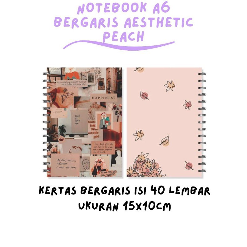 

notebook a6 bergaris asthetic lucu jurnal diary buku catatan