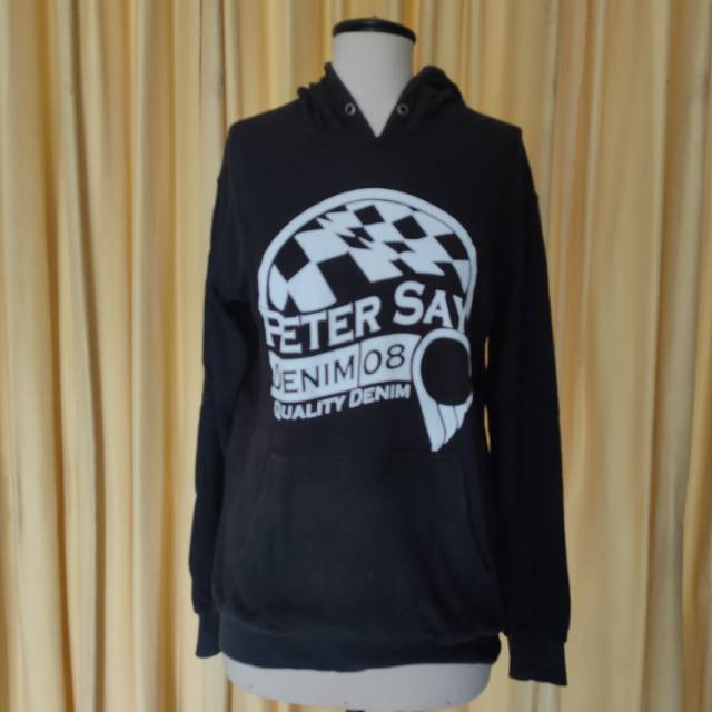 Hoodie Peter Says Denim Hitam size L Original Preloved second bekas