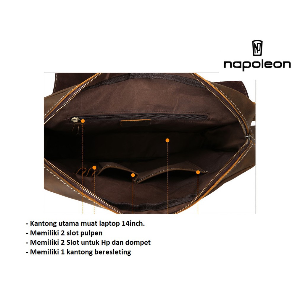 Tas Selempang Pria Kulit Asli Crazy Horse Leather - TEDOZ By Napoleon