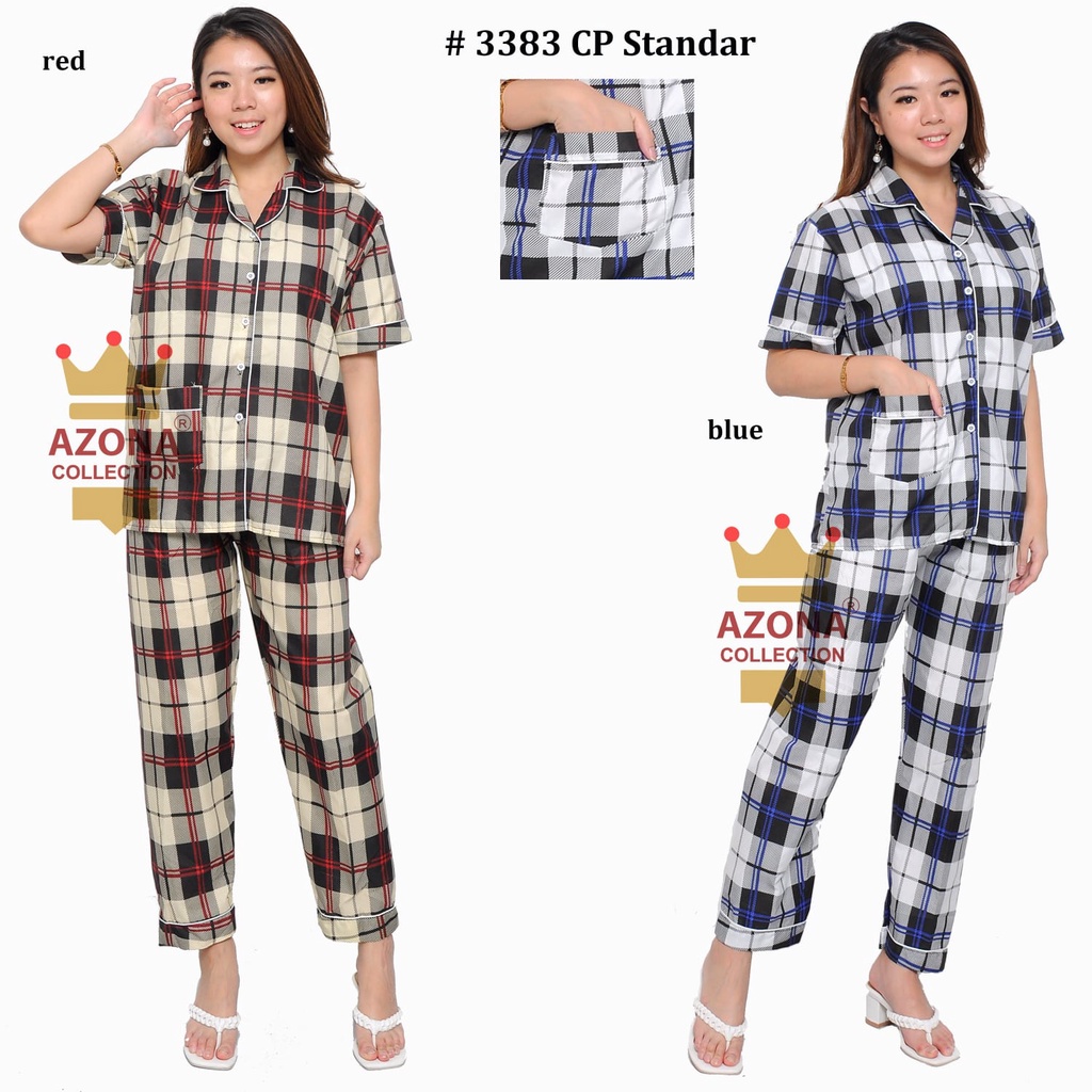 Dtree .baju tidur piyama dewasa cp motif list kotak  / baju tidur dewasa cp katun eropa