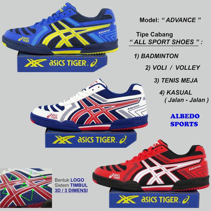 Sepatu Badminton Bulutangkis Asicstiger Advance Eagle Spotec