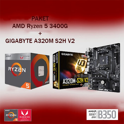 PAKET AMD RYZEN 5 3400G + GIGABYTE A320M S2H V2