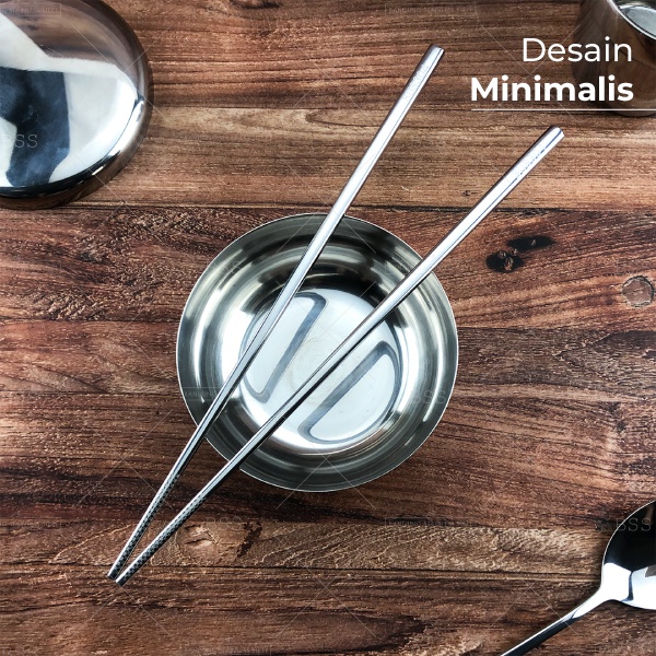 SUS 304 Sumpit Stainless chopsticks Murah Minimalis 5 Pasang