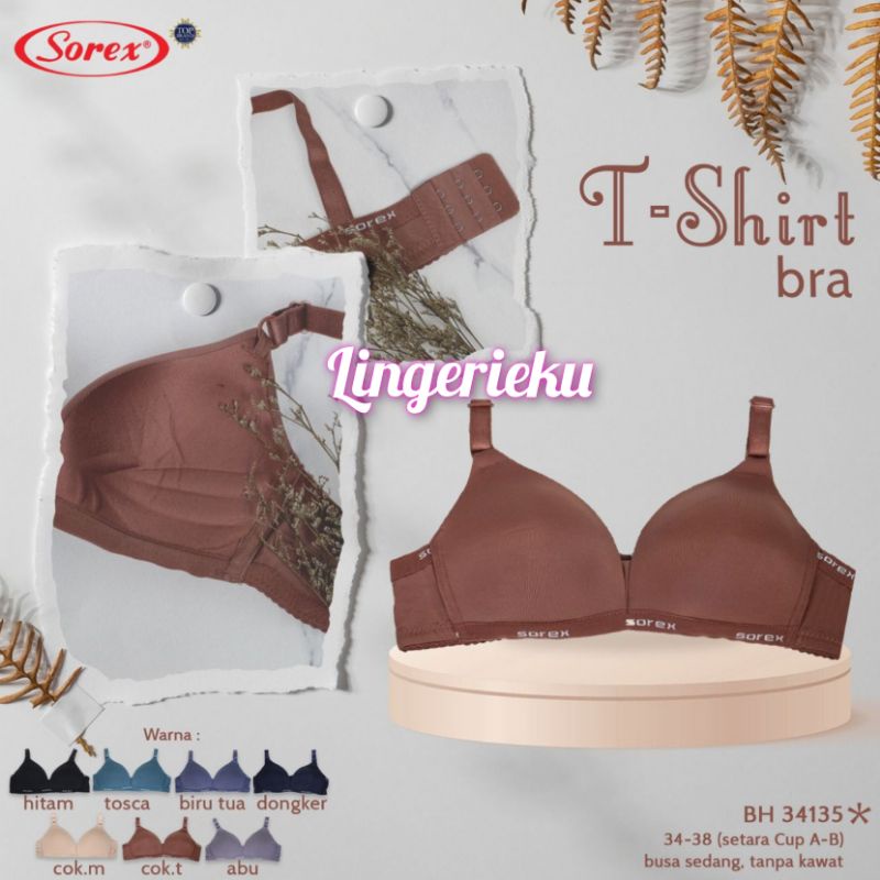 Sorex 34135 BH Bra Wanita Super Nyaman T Shirt Tanpa Kawat Busa Tipis