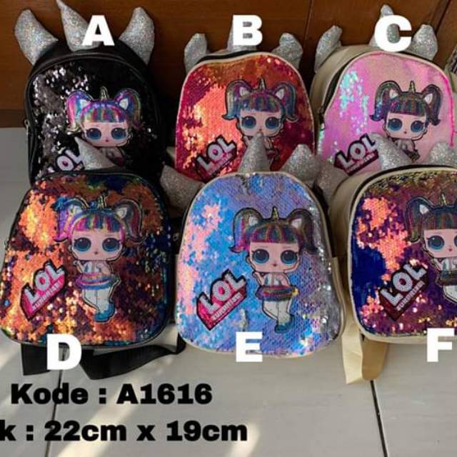 RANSEL SEQUIN USAP TAS LOL UNICORN