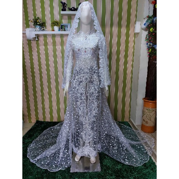 setelan kebaya akad terbaru/set kebaya fayet  dan beskap bordir ekor mutiara