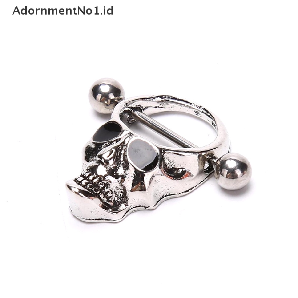 (AdornmentNo1) Anting Tindik Puting Bentuk Tengkorak Bahan Stainless Steel Untuk Wanita