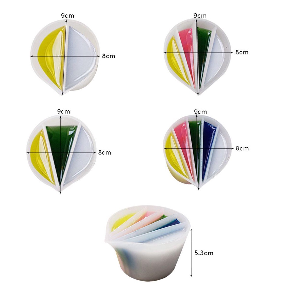 【 ELEGANT 】 Split Cups DIY Dengan Sekat Resin Silikon Akrilik Cairan Pour Supplies