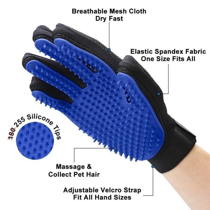 Glove Nay | Pet Grooming Glove - Gentle Deshedding Brush Glove Efficient Pet Hair Kualitas Terbaik