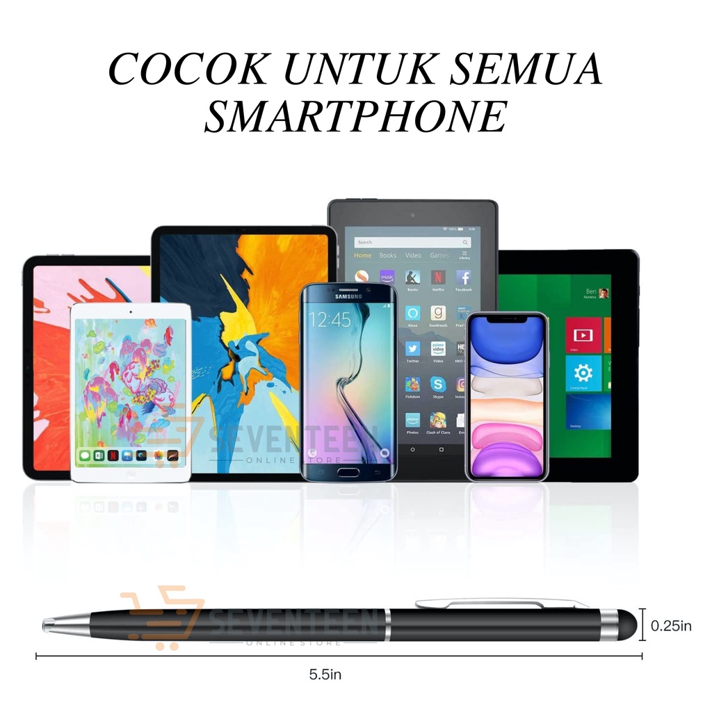 SEVENTEEN STYLUS PEN HP 2IN1 STYLUS PULPEN STYLUS BALLPOINT SAMSUNG OPPO ANDROID TOUCHSCREEN LAYAR SENTUH PENA STYLUS