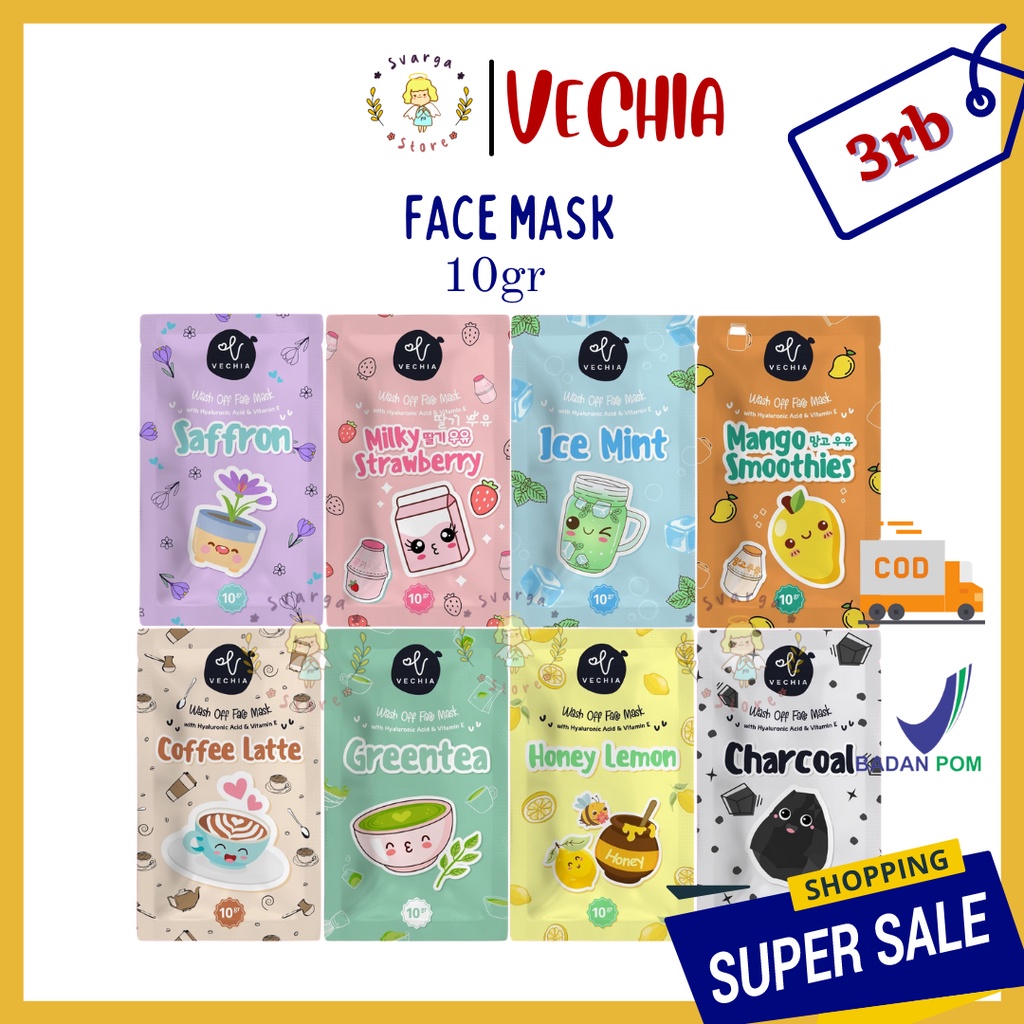 BPOM 10GR VECHIA WASH OFF MASK | Masker Wajah Organik vechia fleo