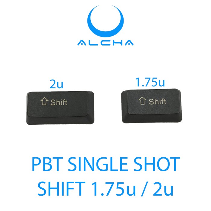 ALCHA KEYCAPS PBT SHIFT 1.75U / 2U SINGLE SHOT BLACK MODIFIER - SHIFT 2U