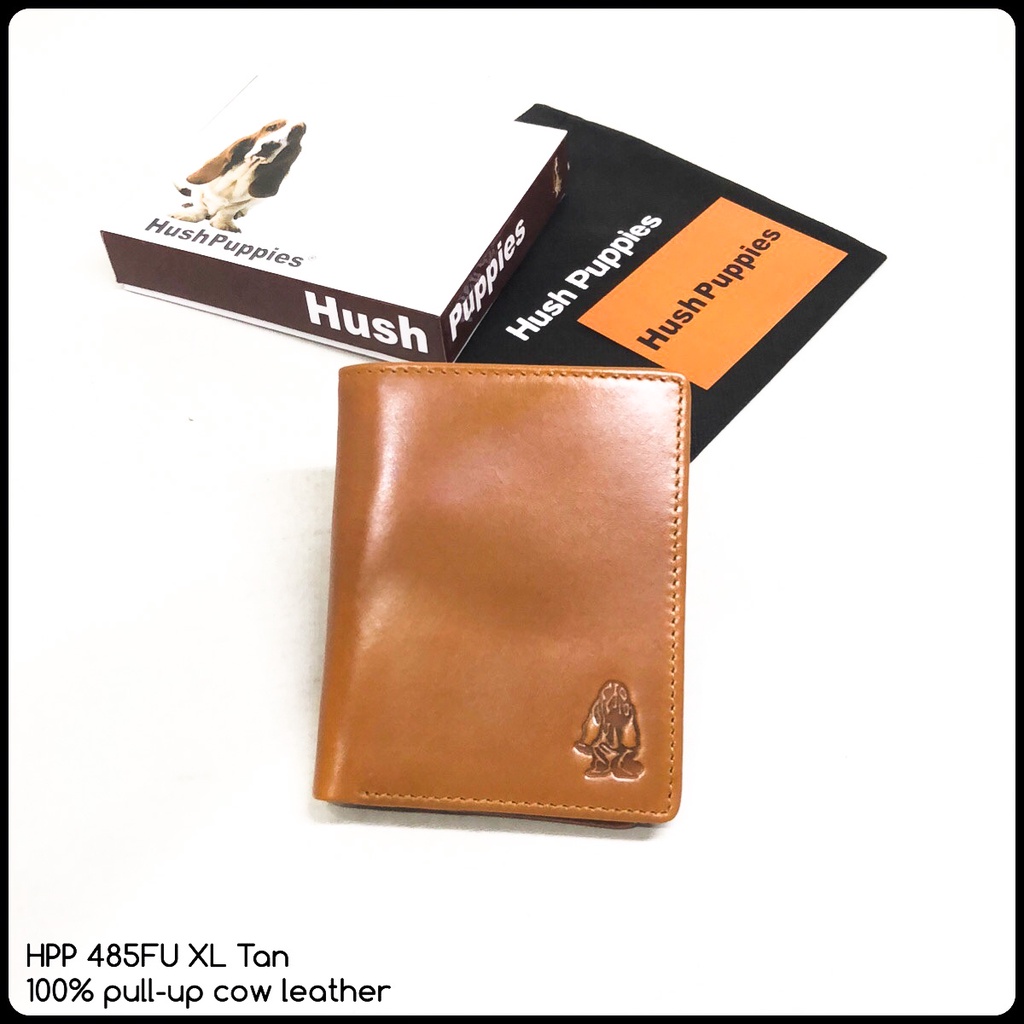 dompet pria hushpuppies 485FU XL tan premium quality bahan asli kulit sapi