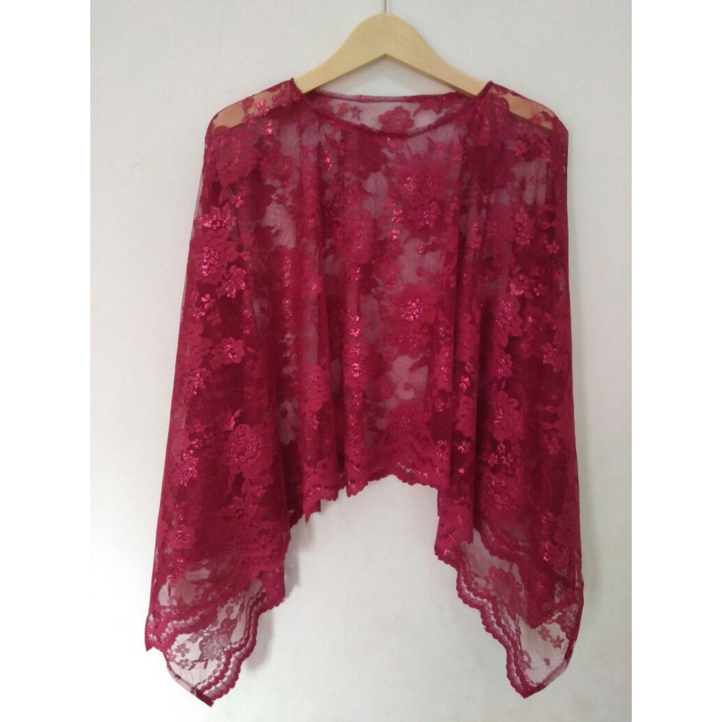 Cape Brukat  kebaya Brokat Cewek Baju Kondangan Pesta Perempuan Murah Cantik maroon