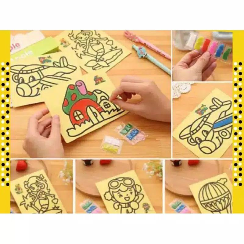 Mainan Pasir Anak Sand Painting Edukasi Size Kecil 11.5x8.5cm Murah