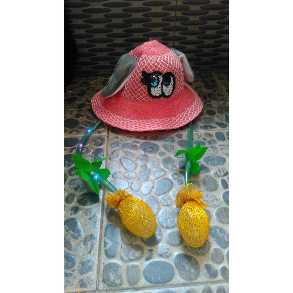 Topi Bulat Dancing Goyang Kuping Korea Import LED Topi Bunny Hat Dance Lucu Telinga Gerak