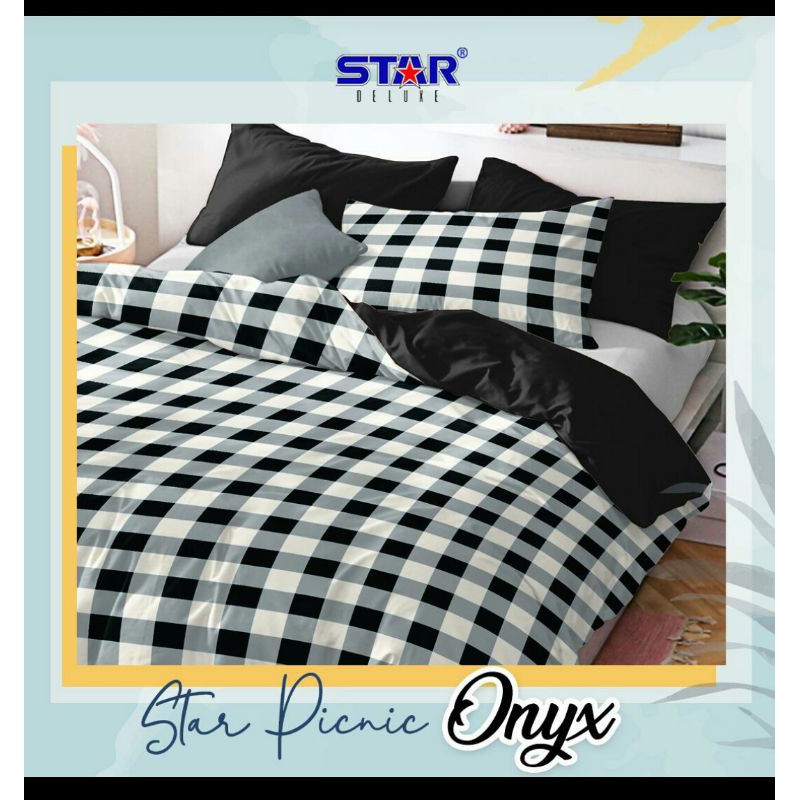 Kain Sprei Meteran Star Picnic Onyx