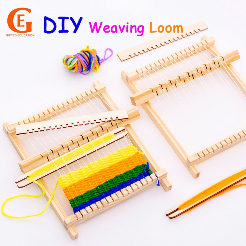 Mainan Edukasi Mesin Tenun / Rajut Handmade Diy Bahan Kayu Untuk Anak-Anak