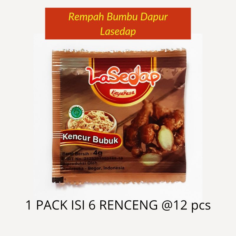 

Rempah Bubuk Bumbu Dapur Renceng Sachet Lasedap 1 pack isi 6 renceng @12 pcs total 72 sachet