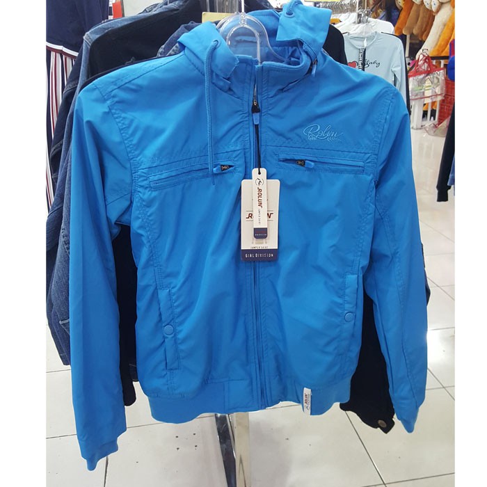 ROLUN Jaket Parasit Parasut Biru Cewek Jaket Wanita Terbaru Model Terkini Ukuran 3XL trendy