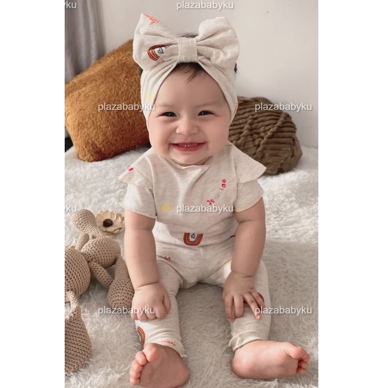 Plazababyku MX FAYOLA setelan bayi motif bunga yang lucu free headband PART2