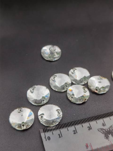 BERLIAN KRISTAL MOTIF BULAT WARNA PUTIH KUALITAS AA 14 MM PER LUSIN