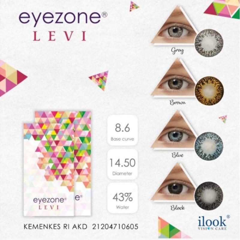 softlens warna diameter 14,5 water 43% eyezone Levi