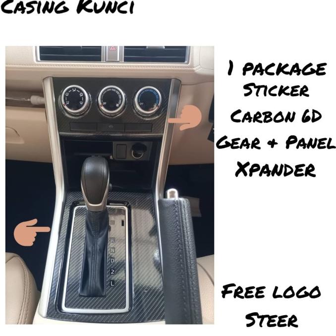 BOLEH DROPSHIP Sticker Carbon 6D xpander cross livina stiker Gear automatic AC panel - hitam Glossy