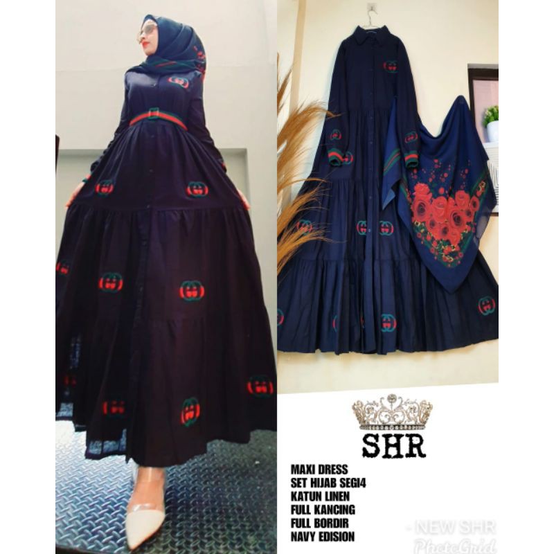 Gamis murah mewah terbaru syahira shr dress set Gucci premium brandeed, original