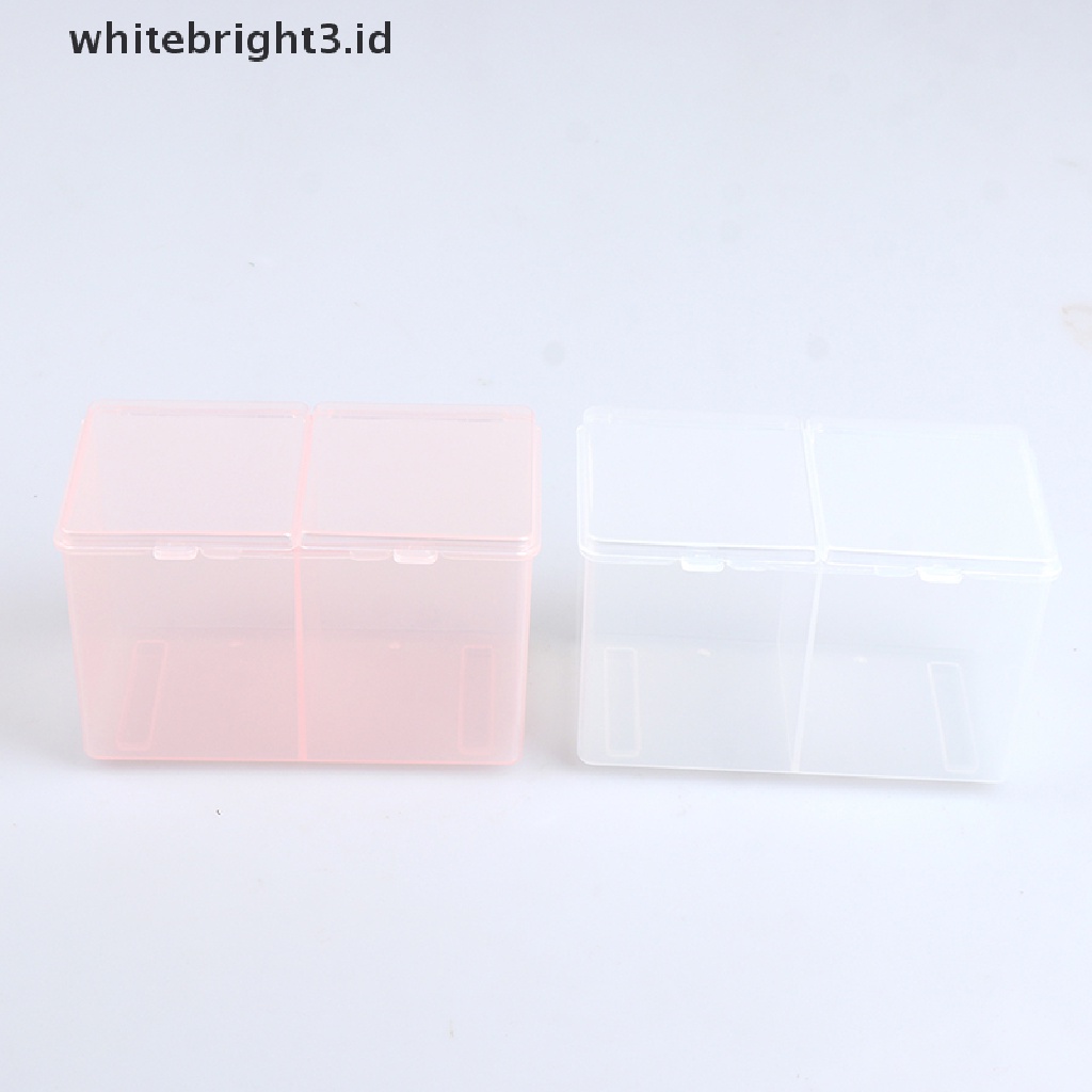 {whitebright3.id} Twin Well Empty Grids Portable Storage Case Wipe Pads Cotton Swab Container ,