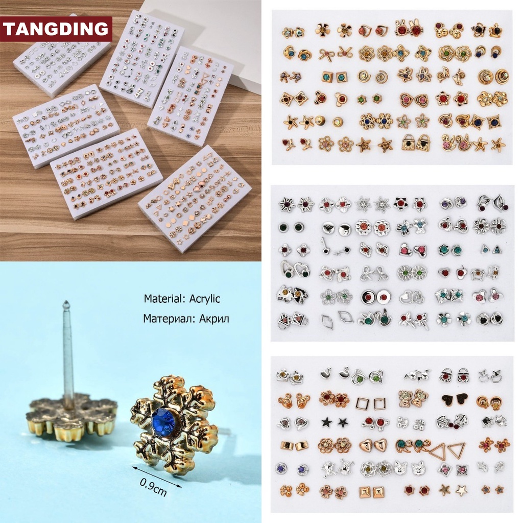 【COD Tangding】36 Pairs Retro Geometric Shape Ear Studs Set Personality Temperament Earrings Women Jewelry Accessories