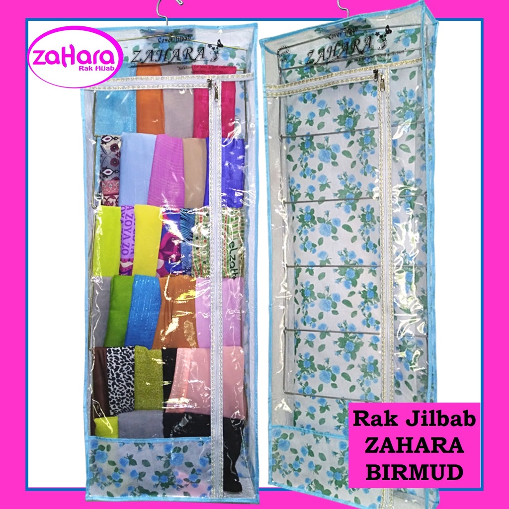 Hanger Jilbab Jumbo "ZAHARA" Motif Biru Muda Love