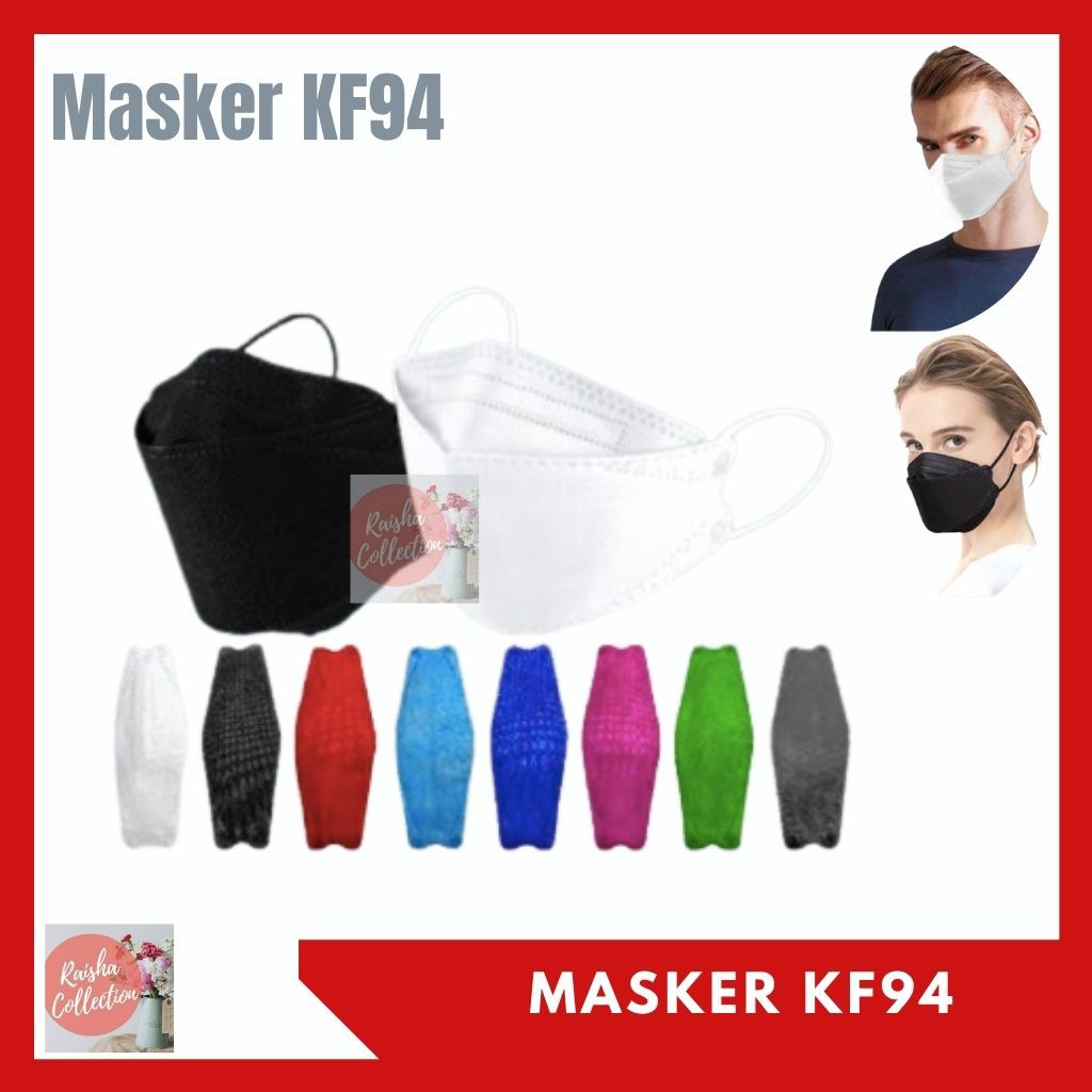 Rc [isi 10pcs] Masker KF94 Earloop 4ply Disposable Mask Tali Kuping Model Evo Korea warna