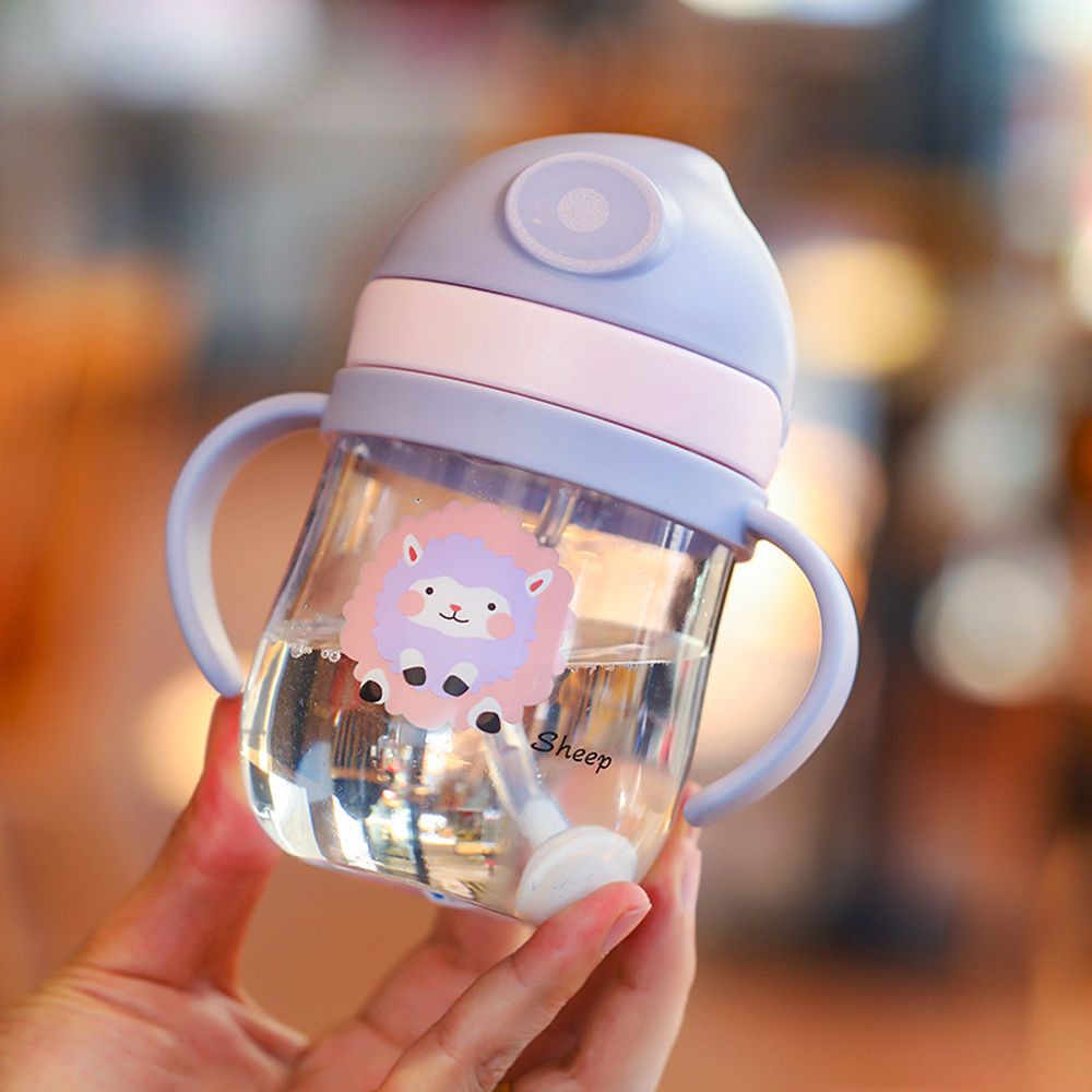 MXBEAUTY 300ml Drinking Kettle Portable Baby Feeding Bottle Straws Water Bottle Child Pipette Water Bottle PC Cute Easy Grip Band Push Button Cartoon Sippy Cup/Multicolor