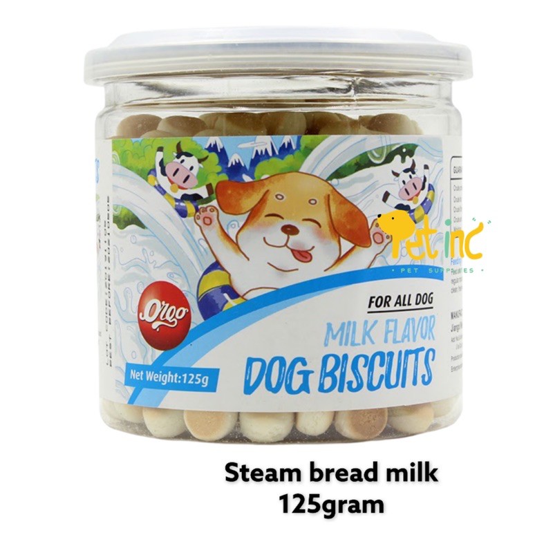 Dog biscuit steam bread with sesame (bone and round) 125gr