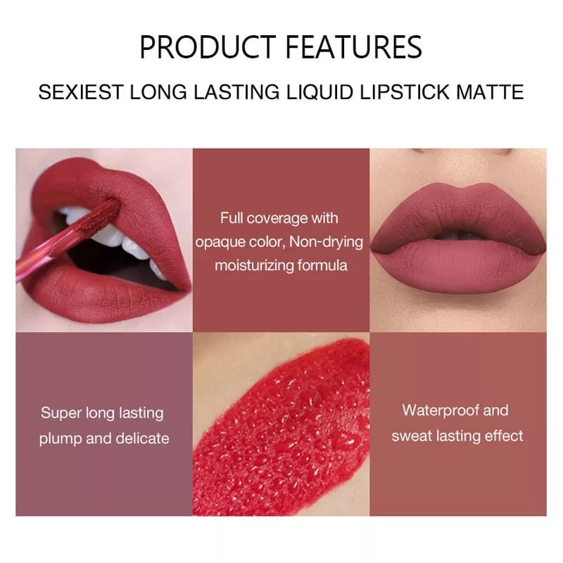 Lip Gloss Matte Waterproof HANDAIYAN Liquid Matte Waterproof Lipstick Lipstik Bibir Merah