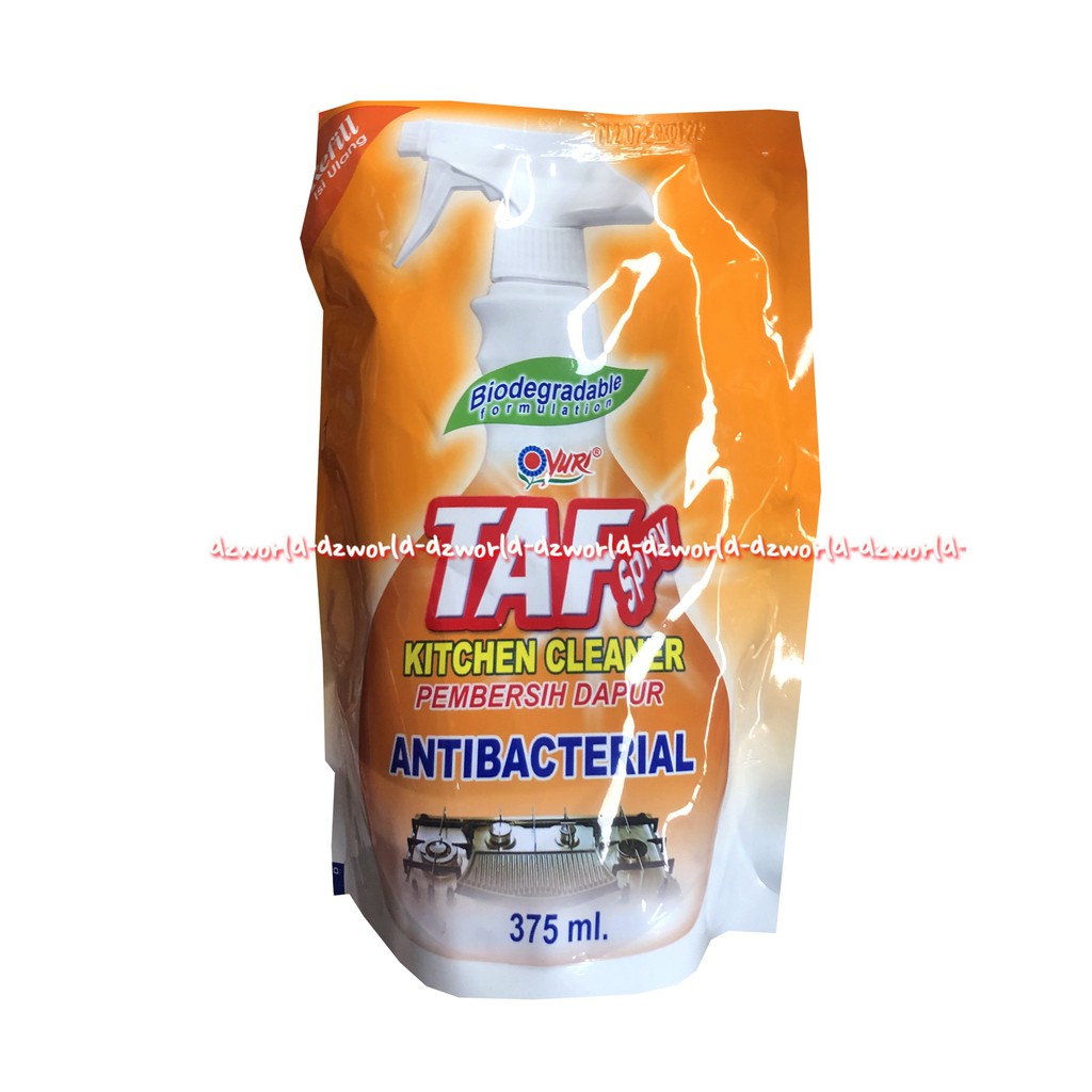 Yuri Taf Spray 375ml Kitchen Cleaner Pembersih Dapur Antibacterial Refill Kemasan Pouch Yurri Taff Anti Bacterial