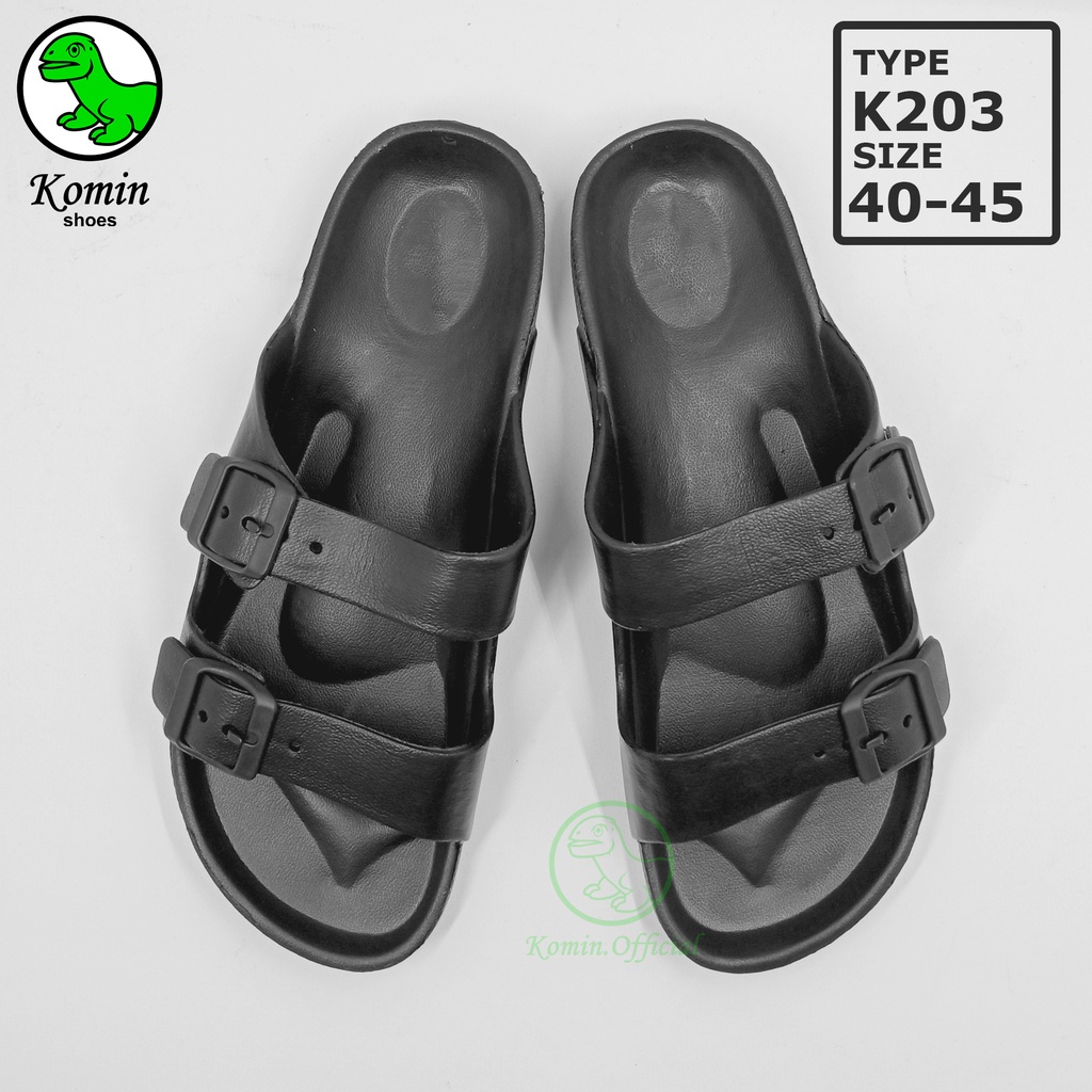 Sandal Slipon Sandal Pria Strap Sendal Cowok Hush Puppies Sandal Slop Polos Terbaru-BLACK