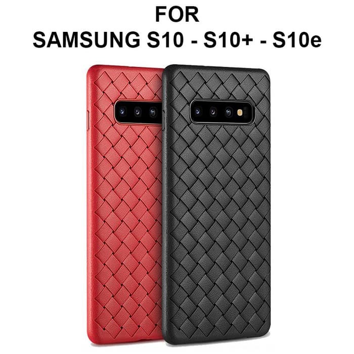 Case Samsung S10 - S10 Plus - S10e softcase casing hp cover tpu WOVEN - S10 Plus, Merah